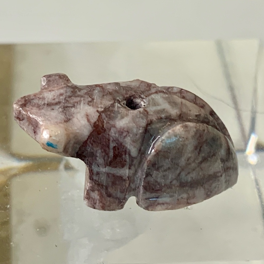 Zuni Style Frog Fetish Bead Carved Stone Mini Native American Animal Figurine .9